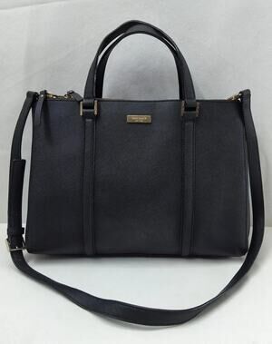 Kate Spade Black Saffiano Leather Double Zipper Pockets Carryall Satchel Bag